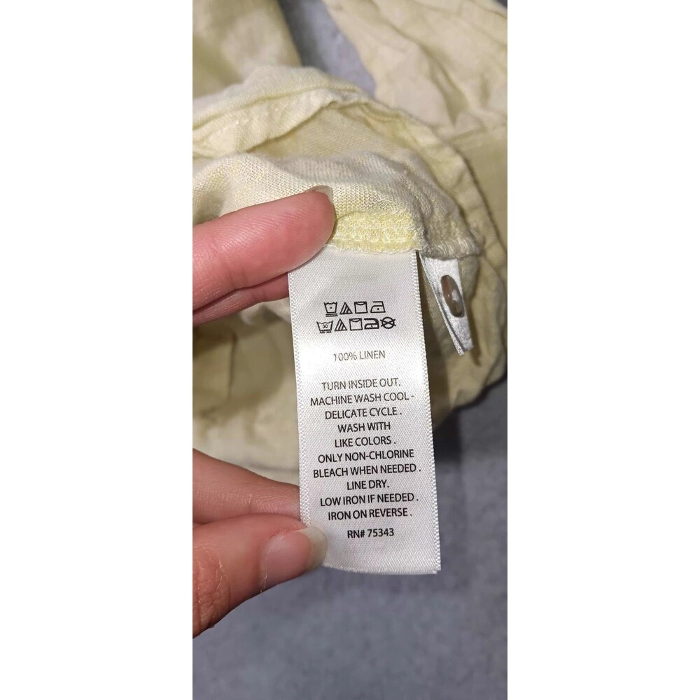 Sigrid Olson 100% Linen Long Sleeve Button Up Small Yellow Coastal Quiet Luxury - Picture 11 of 12